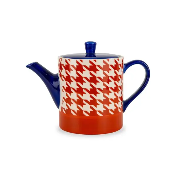 Stoneware teapot. Capacity 850 ml. Color: blue and red.