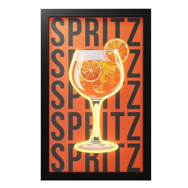 Frame with neon details. Spritz decoration. Dimensions: 30x50cm.