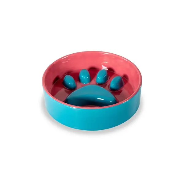 Paw bowl. Ø 16 cm. Color: red and blue.