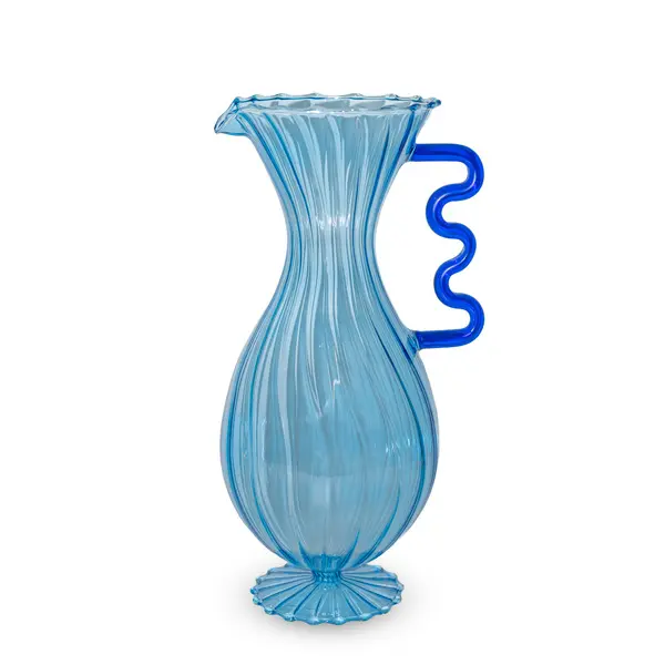 Glass carafe. Color: Light blue. Capacity: 1.4 L.