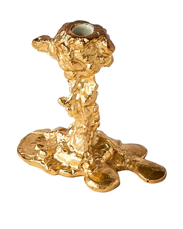 Gold Drip Candle Holder - S