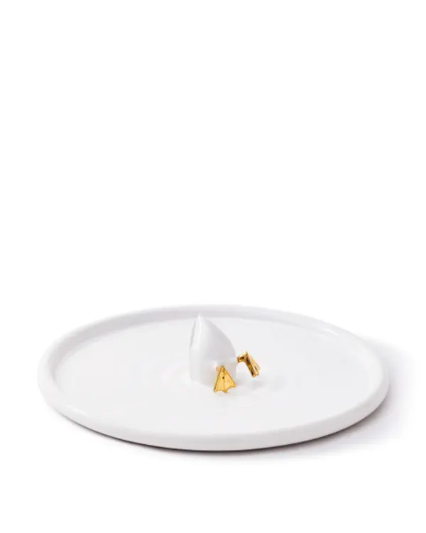 Diving Duck Plate - White/Gold Image