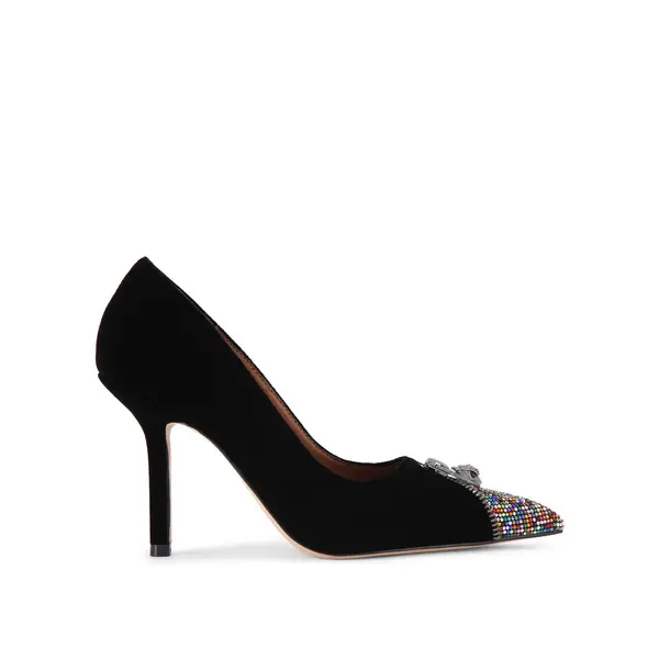 Velvet Zip Court Pointed Toe Pump