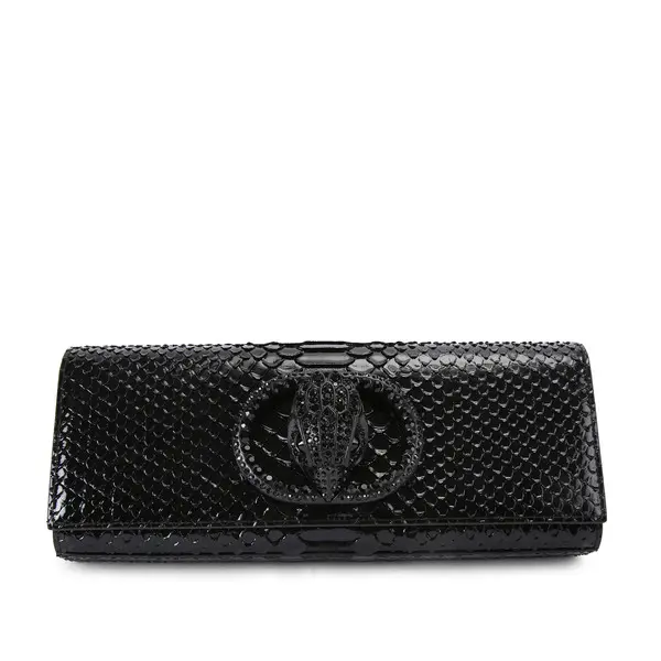 Snake Printed Long Leather Shoulder Bag