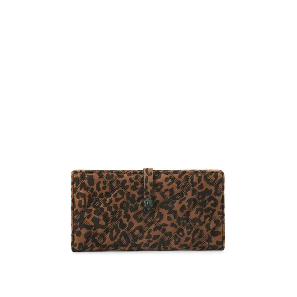 Quilted Leopard Print Wallet with Black Hardware Image