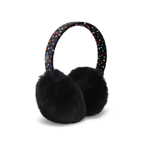 Faux Fur Earmuffs with Multi-Color Gemstone Headband Image