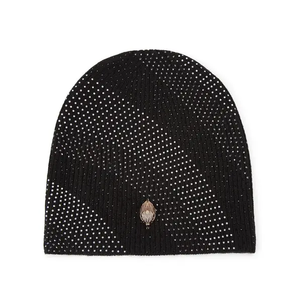 Sparkle Knit Beanie with Rhinestone Stripes Image