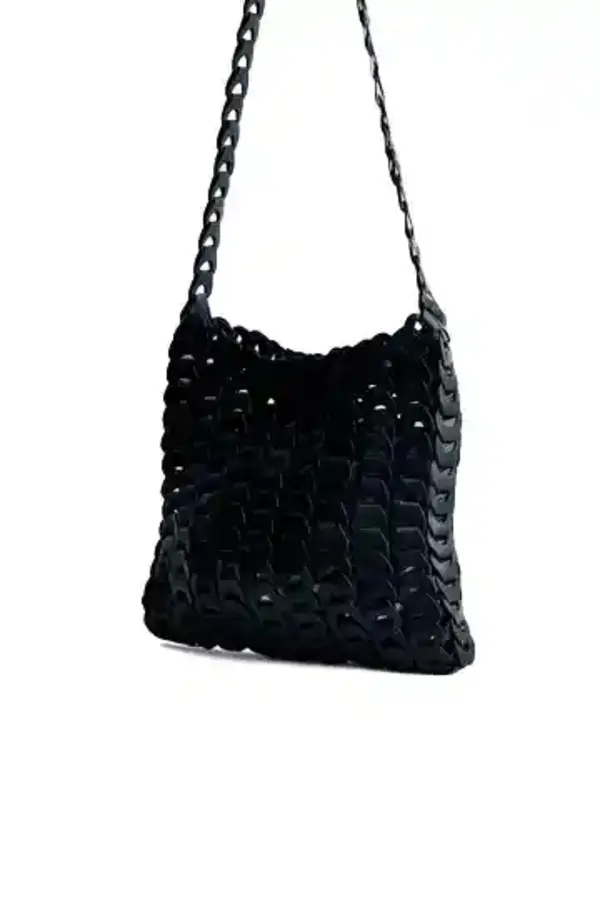 Woven Leather Link Shoulder Bag