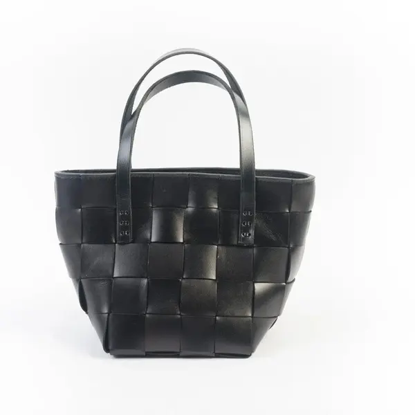 Woven Leather Mini Tote Bag