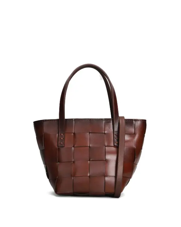 Woven Leather Mini Tote Bag