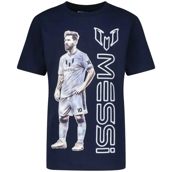 Messi Signature Youth T-Shirt  Vertical Logo and Action Graphic