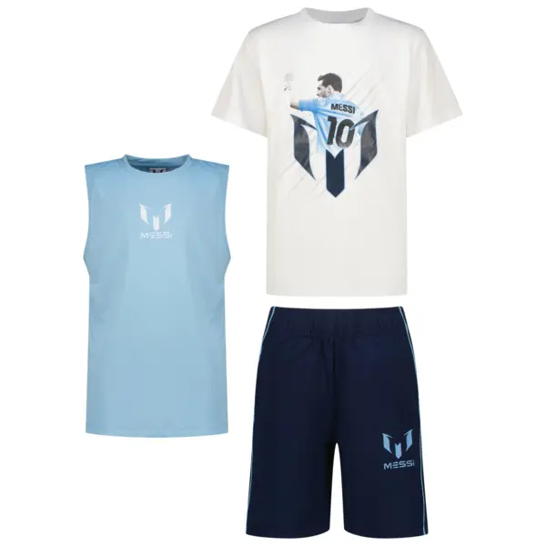 Messi Youth 3-Piece Activewear Set - Graphic Tee, Training Tank, and Shorts
