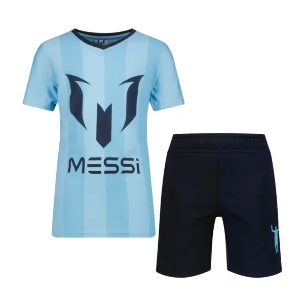 Messi Youth 2-Piece Training Set  Air Blue Striped Tee & Shorts