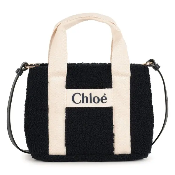 Shearling Tote Bag with Logo