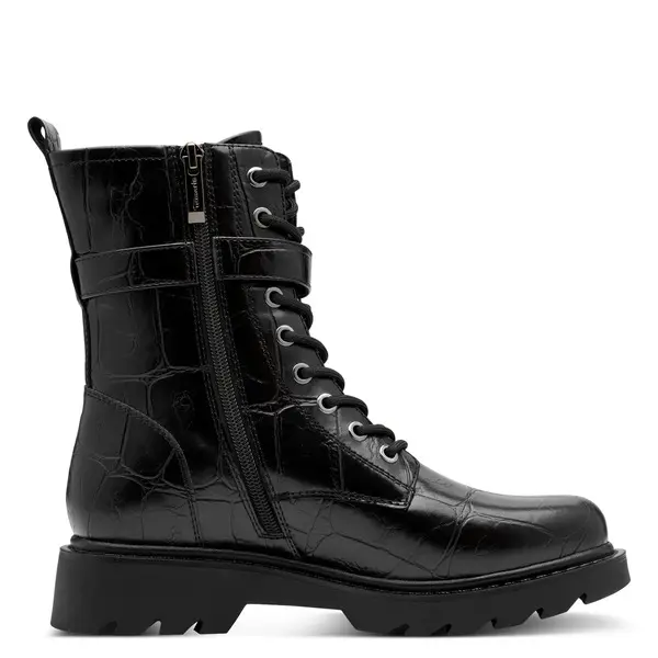 Leather Combat Boots with Buckles