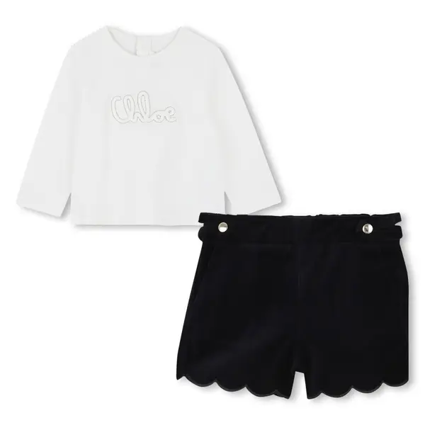 Set of Velvet Shorts & Long Sleeved Top