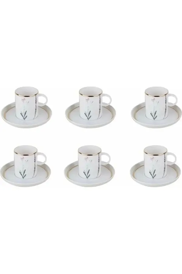 Set of 6 - Botanical Coffee Cup & Saucer 85cc