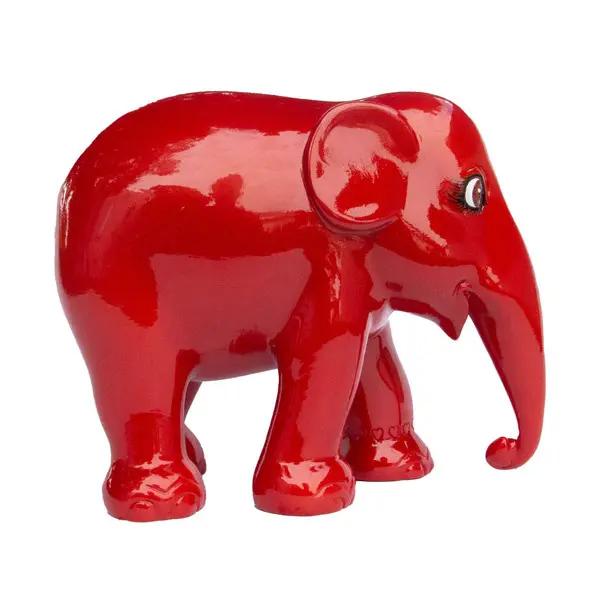 Elephant Statue Vermillion Red 15cm
