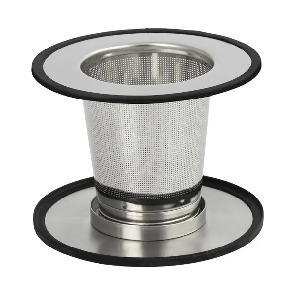 Stainless Steel Tea Filter With Screw-On Base And Lid, Adaptable To Diameters From 6 To 9.5 Cm