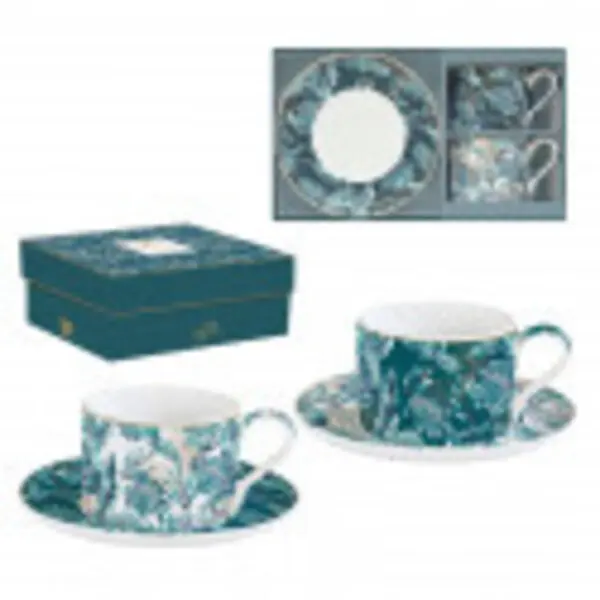 Set 2 Porceain Cups & Saucers  240 Ml Image