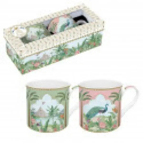 Set 2 High Quality Fine China Mugs 300 Ml 