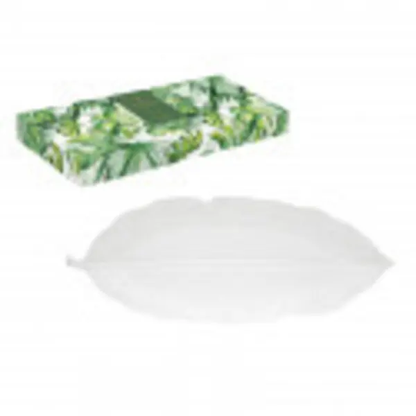 Porc.Serving platter 47x19 cm tropical leaf shape