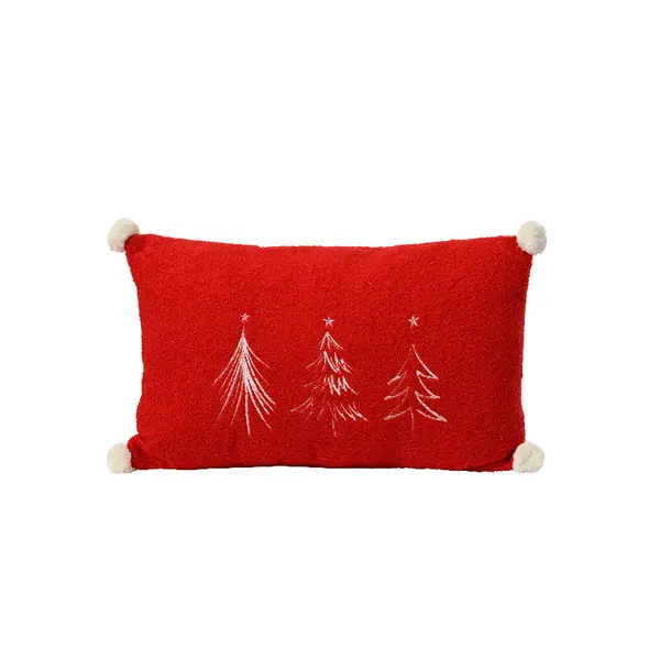 Cushion polyester rectangle stitching Red