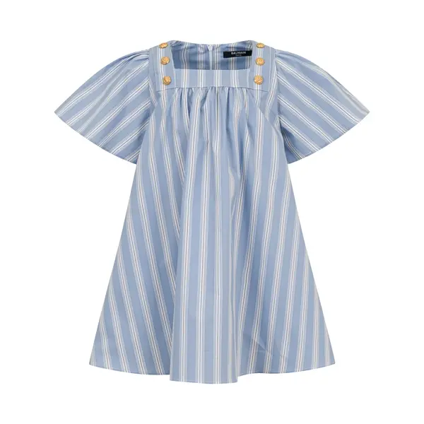 Vertical Striped Dress with Gold Buttons