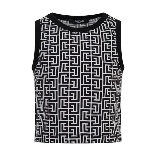 Monogram Jacquard Sleeveless Crop Top