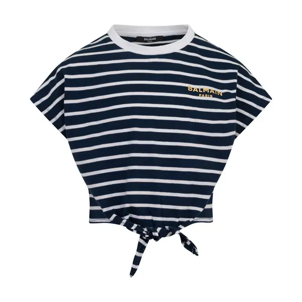 Striped Tie-Hem Crop Top