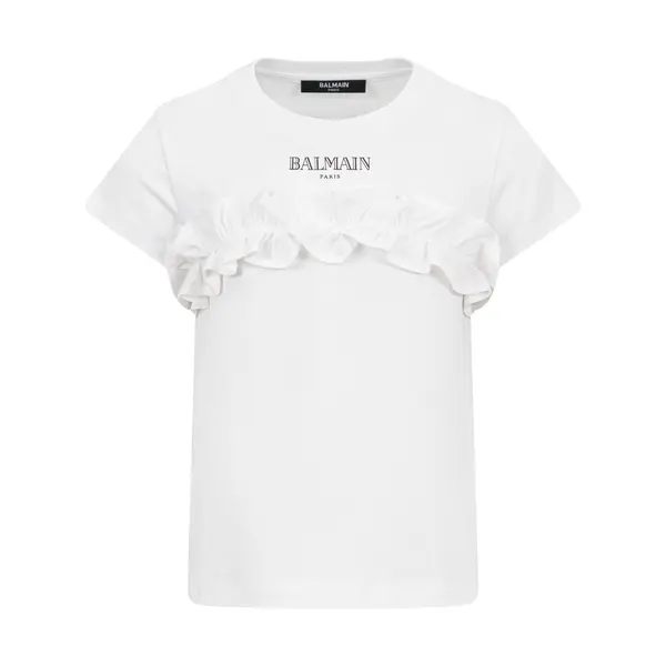 Ruffle-Detail Logo T-Shirt