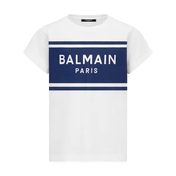 T-Shirt with Navy Blue Logo Block