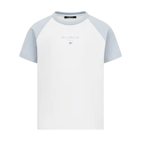 Two-Tone Short-Sleeved T-Shirt with Paper Boat Graphic