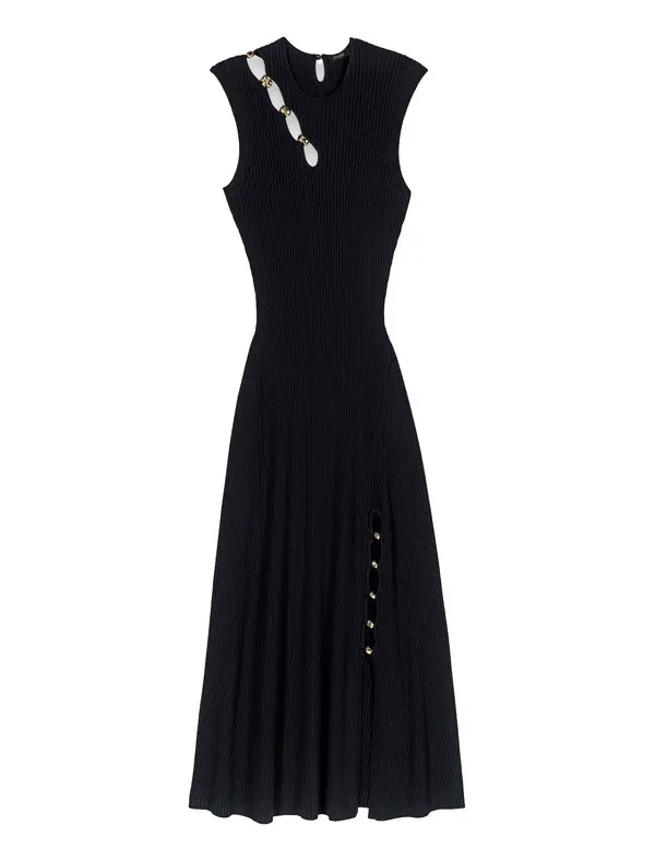 Cutaway Rib Knit Maxi Dress