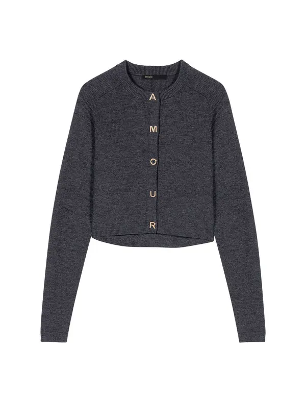 Round-Neck Rib Knit Cardigan Image