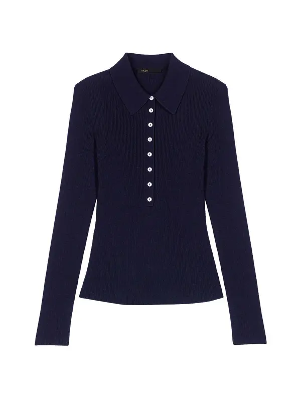 Polo Collar Ribbed Jumper Image