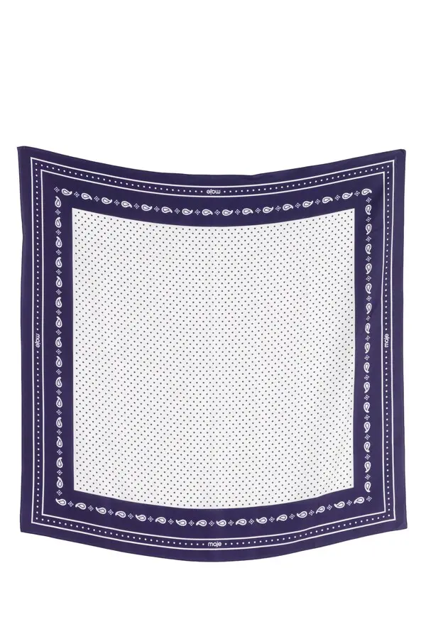 60X60 Silk Print Bandana Navy Polka Dot Bandana Print