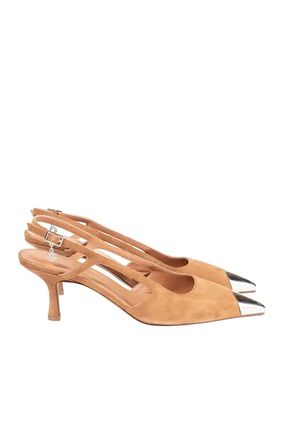 Metallic-Toe Suede Pumps