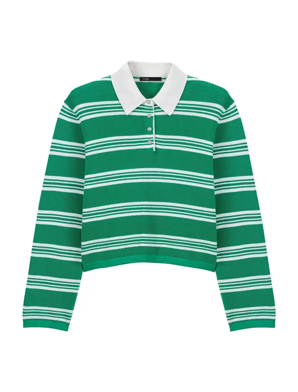 Cropped Striped Polo Jumper Image