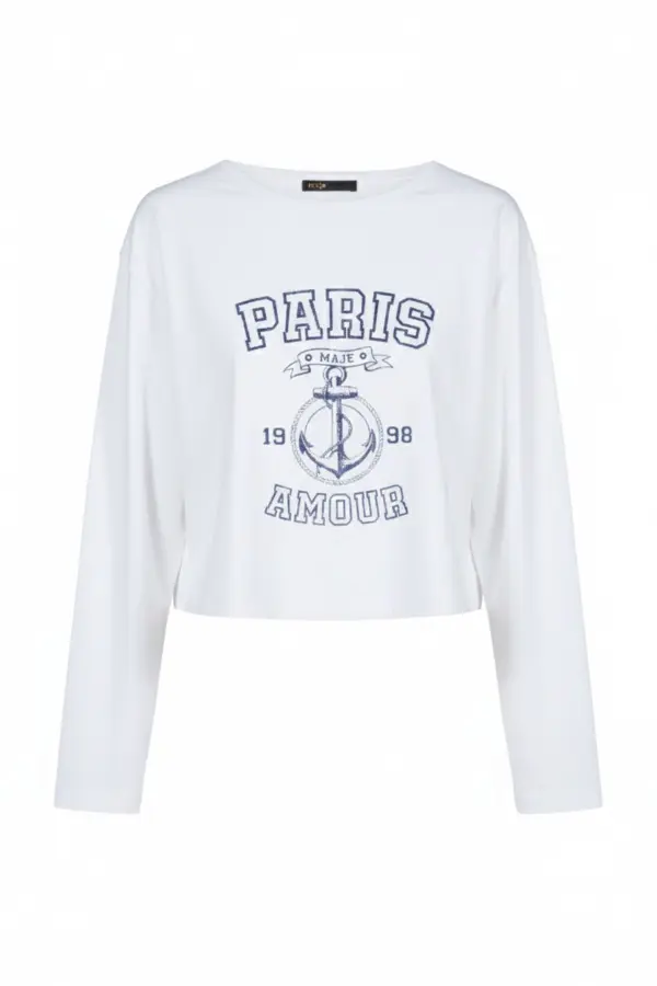 Cropped Long-Sleeve Graphic T-Shirt