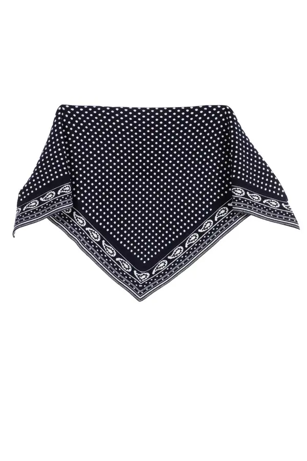 Reversible Triangle Scarf Navy Polka Dot Bandana Print