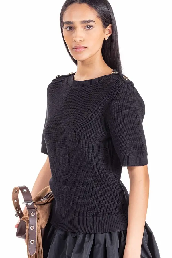 Short Knit And Taffeta Dress