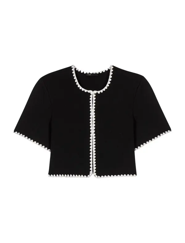 Topstitched Cropped Cardigan