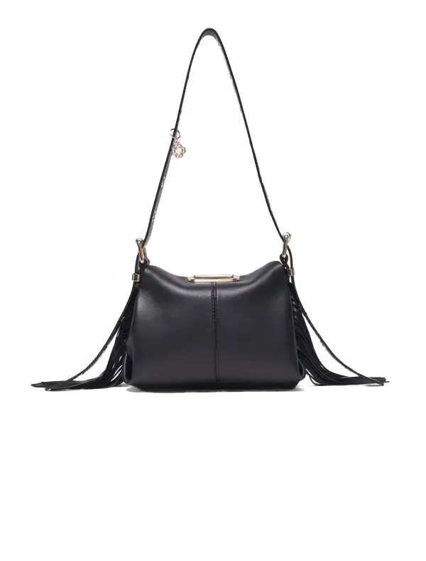 Gold Handle Miss M Leather Shoulder Bag