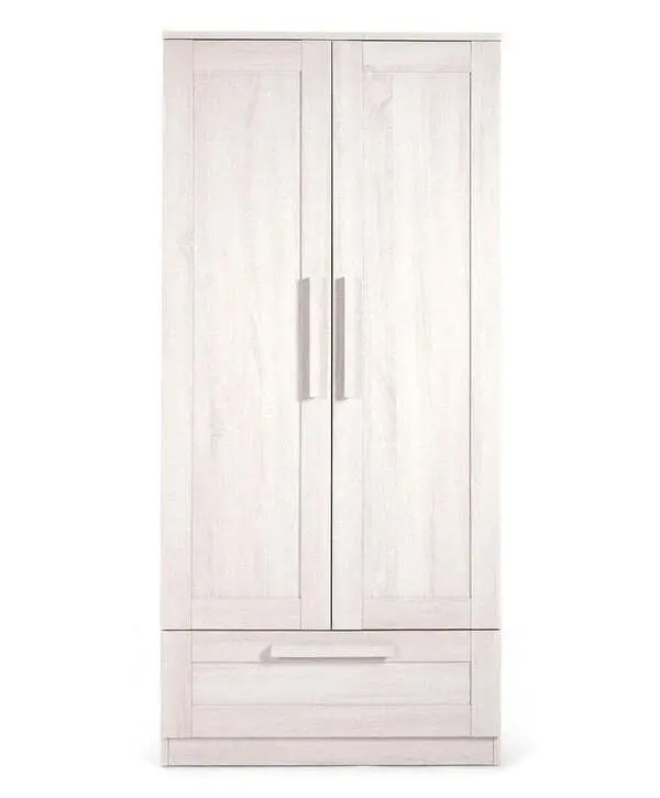  Atlas 2 Door Nursery Wardrobe with Storage Drawer - Nimbus White