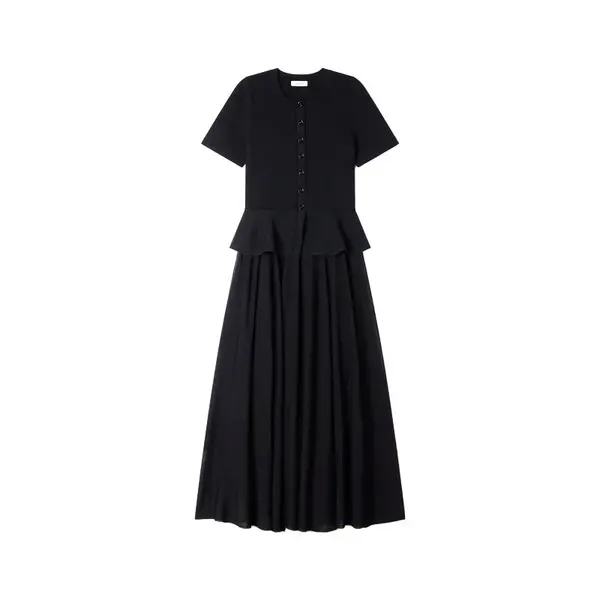 Fitted 2-in-1 Peplum Knit Maxi Dress