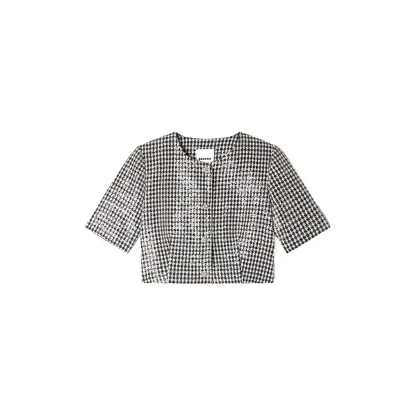 Cropped Houndstooth Tweed Jacket Image