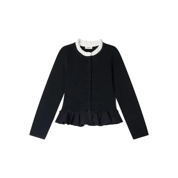 Removable Collar Peplum Cardigan