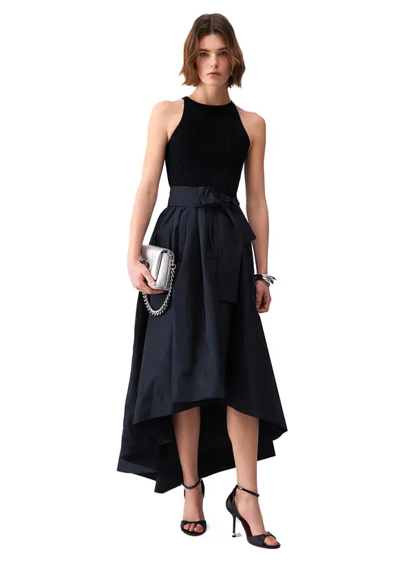 Sleeveless Long Taffeta Dress