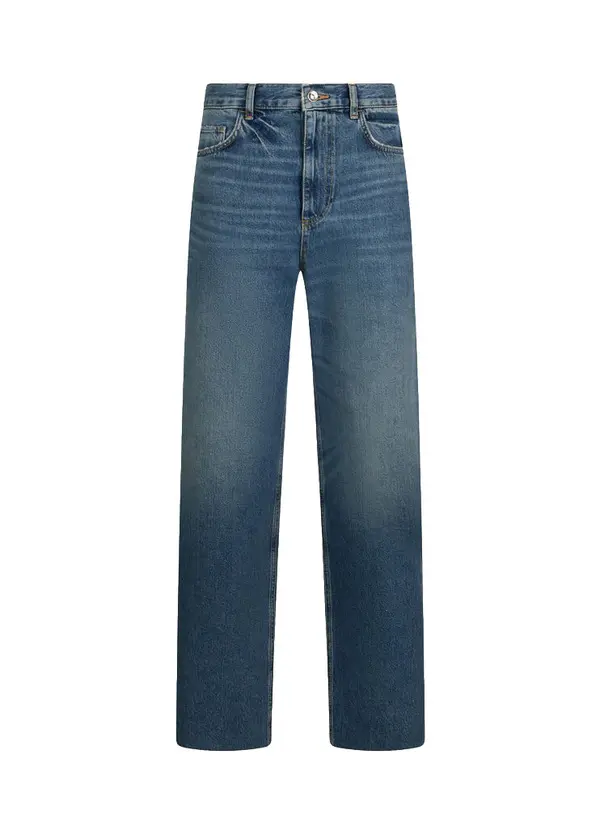 High Waisted Straight Leg Jeans with Rhinestones